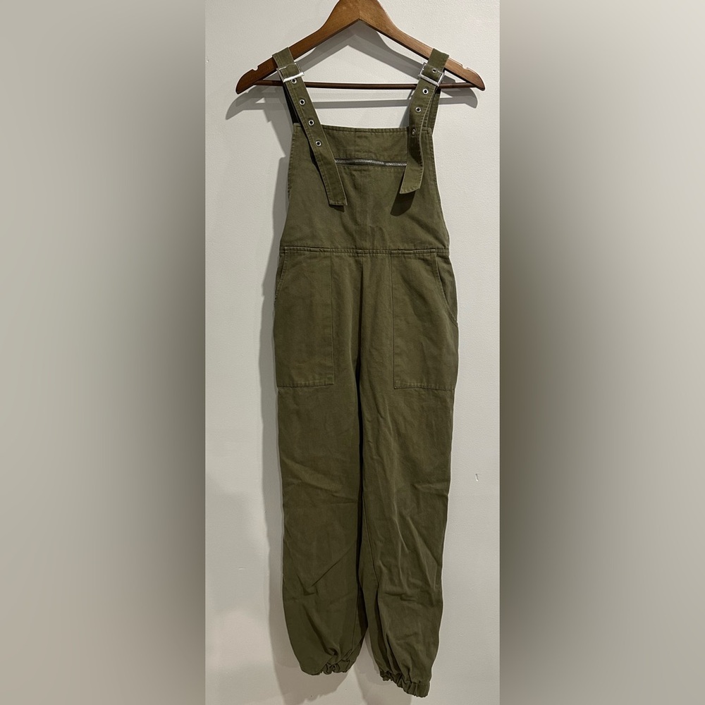 EMORY PARK Army Green Boho Utility 100% Cotton Overalls Size‎ M